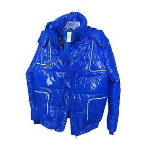 Milano Di Rouge Elliot Puffer Jacket Blue Glossy Men’s Medium NWT